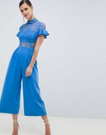 ASOS DESIGN Lace Top Jumpsuit With Culotte Leg at asos com at Asos